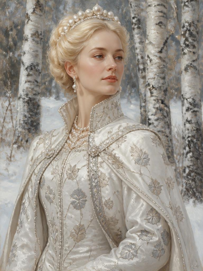 Duchess of Birchgrove, painted in the style of the Evergreen court
